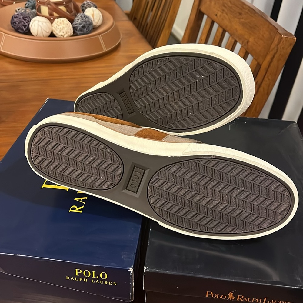Polo Ralph Lauren Halmore Herringbone Shoes Sneakers khaki brown Men’s Size 11.5 - Picture 11 of 12